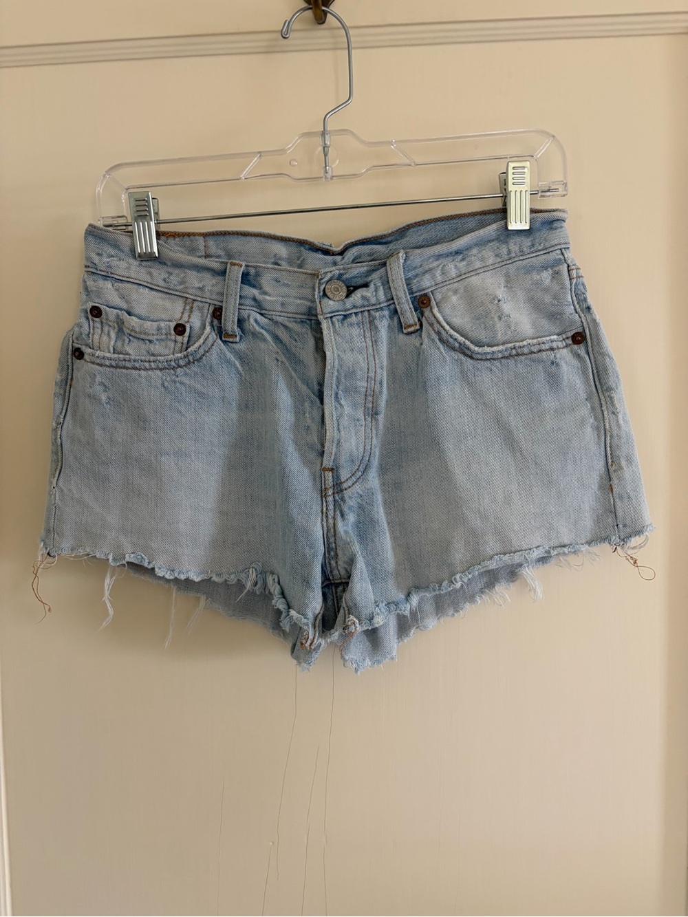 Levi's Light Blue Distressed Denim Cutoff Shorts